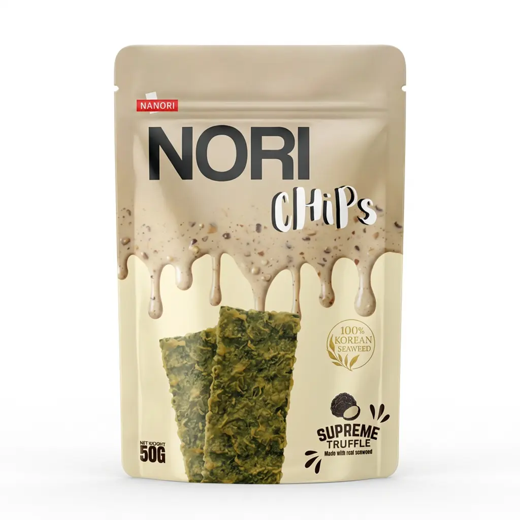 Beige premium packaging Nanuri Nori Chips Supreme Truffle flavor.