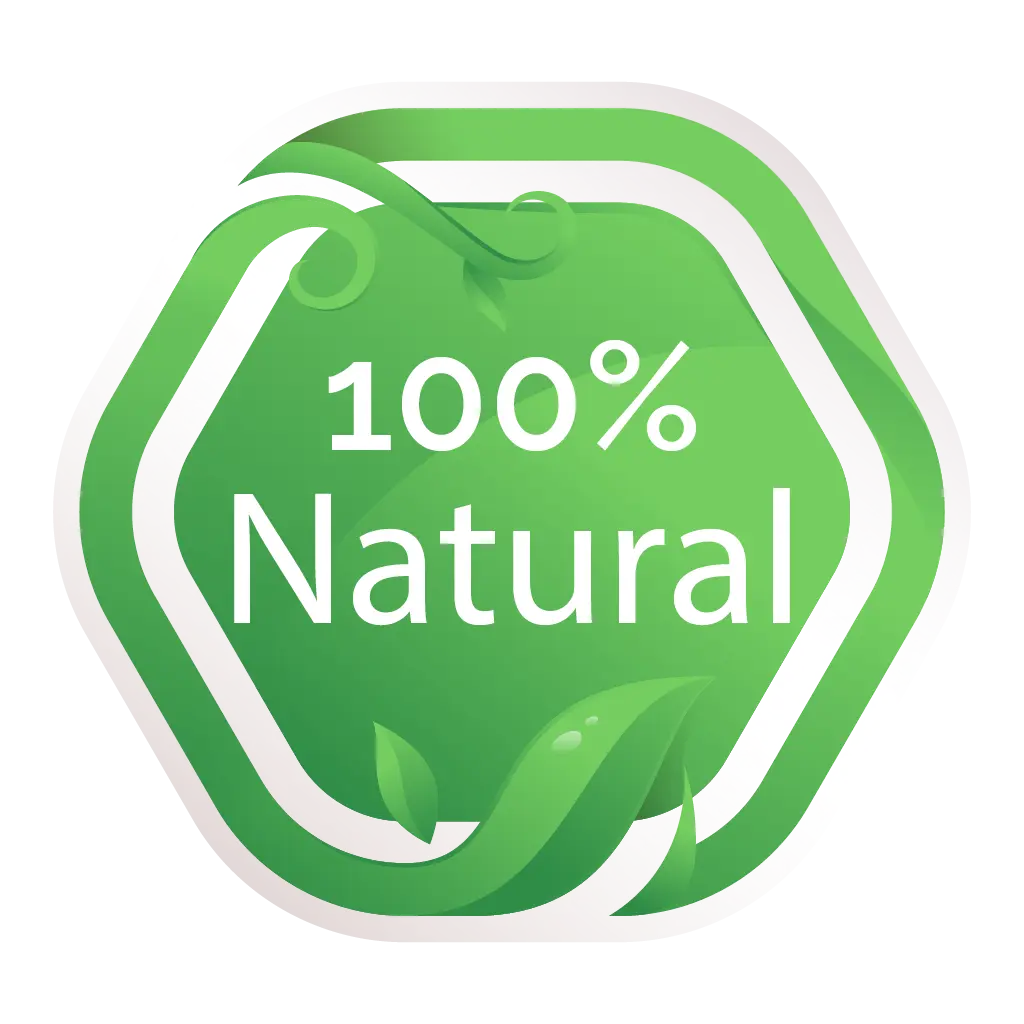 100% Natural ingredients icon indicating no additives in Nanuri products